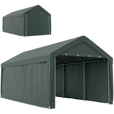 Outsunny Carpa Garaje 3x6 M Impermeable Cobertizo De Exterior Anti-uv Con Paredes Laterales Desmontables Y 2 Puertas Con Cremallera Gris Oscuro Outsunny Carpa Garaje 3x6 M Impermeable Cobertizo De Exterior Anti-uv Con Paredes Laterales Desmontables Y 2 Puertas Con Cremallera Gris Oscuro