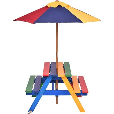 Costway - Juego De Mesa Y Banco Con Sombrilla Para Niños Asiento De Camping Para Jardín Exterior Picnic Hogar Playa Costway - Juego De Mesa Y Banco Con Sombrilla Para Niños Asiento De Camping Para Jardín Exterior Picnic Hogar Playa