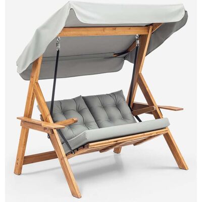EMOB Columpio De Jardín De Madera Con Toldo Galata Swing 2 - Gris EMOB Columpio De Jardín De Madera Con Toldo Galata Swing 2 - Gris