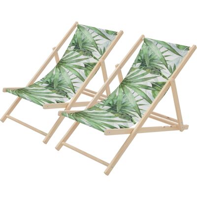 Ecd Germany 2x Sillas De Playa De Madera Con Diseño Palmera Verde-blanca Tumbona Plegable Con Respaldo Ajustable En 3 Posiciones De Reclinación Asiento De Relax Para Jardín O Piscina, Hasta 120 Kg Ecd Germany 2x Sillas De Playa De Madera Con Diseño Palmera Verde-blanca Tumbona Plegable Con Respaldo Ajustable En 3 Posiciones De Reclinación Asiento De Relax Para Jardín O Piscina, Hasta 120 Kg