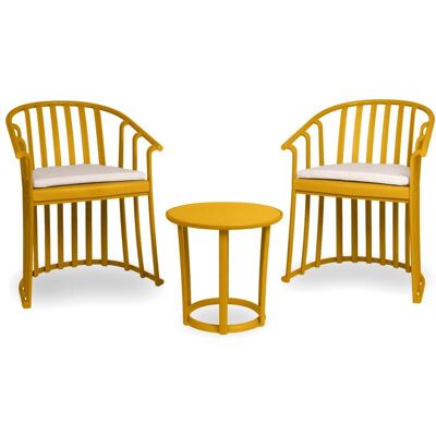 Sillas Con Brazos Cojines Y Mesa Raff Resol Plástico Amarillo (pack De 2+1) Sillas Con Brazos Cojines Y Mesa Raff Resol Plástico Amarillo (pack De 2+1)