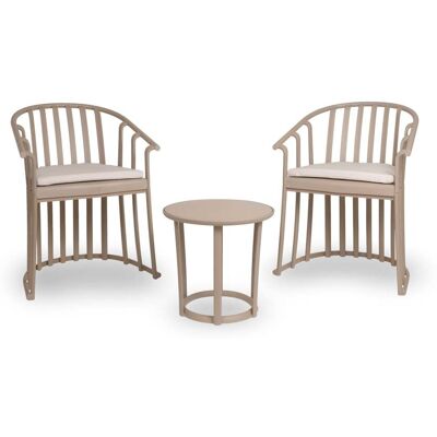 Sillas Con Brazos Cojines Y Mesa Raff Resol Plástico Beige (pack De 2+1) Sillas Con Brazos Cojines Y Mesa Raff Resol Plástico Beige (pack De 2+1)