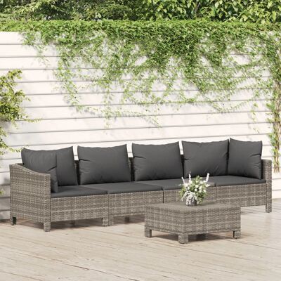 Conjunto de Muebles de Jardín vidaXL - Gris - 5 Piezas Modulares Conjunto de Muebles de Jardín vidaXL - Gris - 5 Piezas Modulares