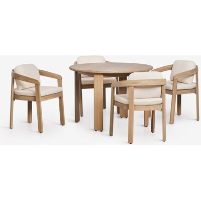 Set De Mesa Redonda Ø110 Cm Y 4 Sillas De Jardín En Madera De Acacia Uleno Sklum Set De Mesa Redonda Ø110 Cm Y 4 Sillas De Jardín En Madera De Acacia Uleno Sklum