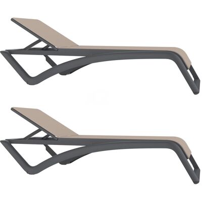 Tumbonas Sky Club Resol Plástico Gris Beige (pack De 2) Tumbonas Sky Club Resol Plástico Gris Beige (pack De 2)