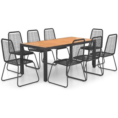 vidaXL - 9pc PVC ratán set - Negro - PVC ratán - Juego de jardín vidaXL - 9pc PVC ratán set - Negro - PVC ratán - Juego de jardín