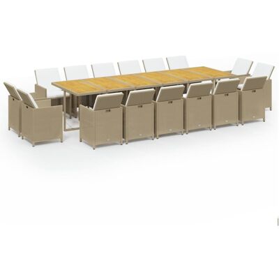 HELLOSHOP26 Conjunto De Comedor De Jardín 17 Piezas Ratán Sintético Beis 020014425 HELLOSHOP26 Conjunto De Comedor De Jardín 17 Piezas Ratán Sintético Beis 020014425
