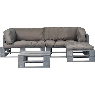 HELLOSHOP26 Conjunto De Muebles De Jardín Para Exterior De 4 Piezas De Palets Con Cojines Grises Madera 020016273 HELLOSHOP26 Conjunto De Muebles De Jardín Para Exterior De 4 Piezas De Palets Con Cojines Grises Madera 020016273