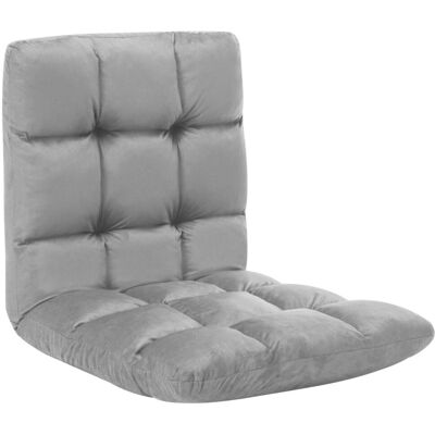 vidaXL Silla de Suelo Plegable Gris Claro Microfibra - Silla de suelo vidaXL Silla de Suelo Plegable Gris Claro Microfibra - Silla de suelo