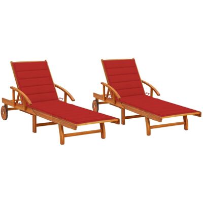 HELLOSHOP26 Juego De 2 Tumbonas Tumbona Para Tomar El Sol Cama De Jardín Terraza Muebles De Exterior Con Cojines De Madera Maciza De Acacia 020012059 HELLOSHOP26 Juego De 2 Tumbonas Tumbona Para Tomar El Sol Cama De Jardín Terraza Muebles De Exterior Con Cojines De Madera Maciza De Acacia 020012059