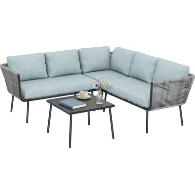 Outsunny Conjunto Muebles De Ratán 4 Piezas Set De Muebles De Jardín 2 Sofá De 2 Plazas Sofá De Esquina Mesa De Centro Con 6 Cojines Acolchados Azul Outsunny Conjunto Muebles De Ratán 4 Piezas Set De Muebles De Jardín 2 Sofá De 2 Plazas Sofá De Esquina Mesa De Centro Con 6 Cojines Acolchados Azul