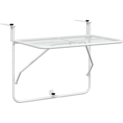 vidaXL Mesa de Balcón de Acero Blanco Plegable - Mesa de Balcón vidaXL Mesa de Balcón de Acero Blanco Plegable - Mesa de Balcón