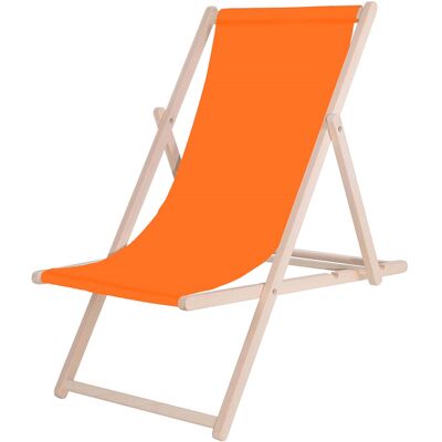 SPRINGOS Tumbona De Playa Plegable, De Madera Con Material Naranja. SPRINGOS Tumbona De Playa Plegable, De Madera Con Material Naranja.