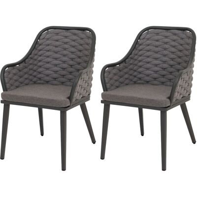 DÉCOSHOP26 Et De 2 Sillas De Jardín Con Trenzado Grueso Y Cojines Grises De Estilo Moderno En Aluminio Antracita 04000959 DÉCOSHOP26 Et De 2 Sillas De Jardín Con Trenzado Grueso Y Cojines Grises De Estilo Moderno En Aluminio Antracita 04000959