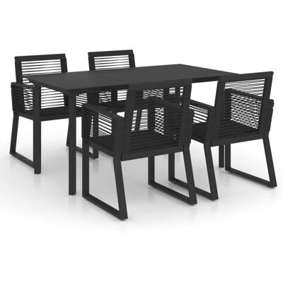 HELLOSHOP26 Conjunto De Muebles De Jardín Set De Mobiliario Exterior 5 Piezas Ratán Pvc Negro 020016617 HELLOSHOP26 Conjunto De Muebles De Jardín Set De Mobiliario Exterior 5 Piezas Ratán Pvc Negro 020016617