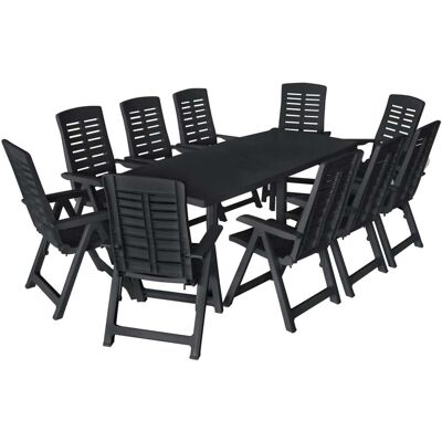 HELLOSHOP26 Juego De Comedor De Jardín Muebles De Exterior 11 Piezas Plástico Antracita 020013571 HELLOSHOP26 Juego De Comedor De Jardín Muebles De Exterior 11 Piezas Plástico Antracita 020013571