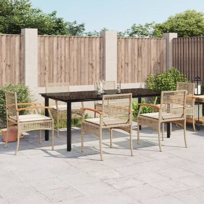 Conjunto de comedor de jardín 7 piezas Beige - Muebles de exterior Conjunto de comedor de jardín 7 piezas Beige - Muebles de exterior