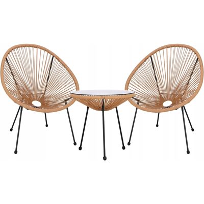 SPRINGOS Conjunto De Muebles De Jardín Acapulco Set De Café Mesa Sillas Para Terraza Balcón Beige SPRINGOS Conjunto De Muebles De Jardín Acapulco Set De Café Mesa Sillas Para Terraza Balcón Beige