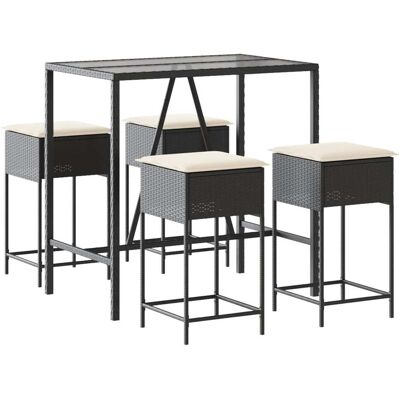 vidaXL Juego de bar de jardín de 5 piezas con cojines - Muebles de exterior vidaXL Juego de bar de jardín de 5 piezas con cojines - Muebles de exterior