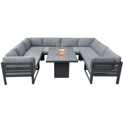 Conjunto Modular de Jardín de Aluminio con Fogonero - 8 Plazas Conjunto Modular de Jardín de Aluminio con Fogonero - 8 Plazas