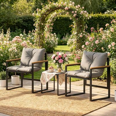 JHY DESIGN Conjunto De Mesa Auxiliar Y Sillas, Elegante Conjunto De Salón De Jardín De 3 Piezas, Conjunto De Tumbonas De Exterior, Conjunto De Muebles De Jardín Minimalistas (con 1 Mesa Y 2 Sillas Solamente) JHY DESIGN Conjunto De Mesa Auxiliar Y Sillas, Elegante Conjunto De Salón De Jardín De 3 Piezas, Conjunto De Tumbonas De Exterior, Conjunto De Muebles De Jardín Minimalistas (con 1 Mesa Y 2 Sillas Solamente)