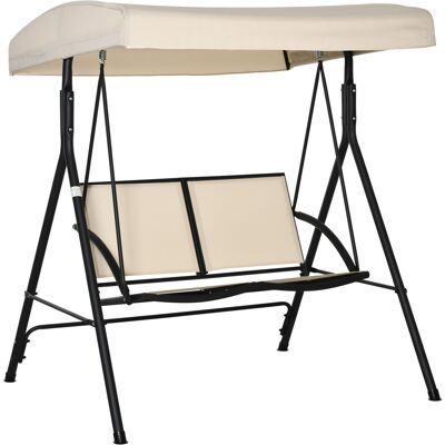 JHY DESIGN Columpio De Jardín De Dos Plazas Con Toldo Ajustable Y Estructura De Acero, Asiento De Textileno, 140 X 118 X 162 Cm, Beige. JHY DESIGN Columpio De Jardín De Dos Plazas Con Toldo Ajustable Y Estructura De Acero, Asiento De Textileno, 140 X 118 X 162 Cm, Beige.