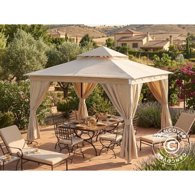 Cenador De Jardín Horus Con Cortinas, 3x3,7m, Beige - Dancover Cenador De Jardín Horus Con Cortinas, 3x3,7m, Beige - Dancover