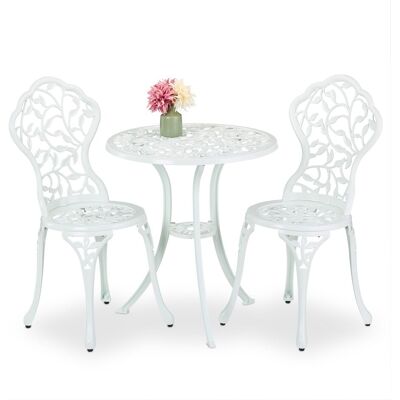 Conjunto de Muebles de Jardín Blanc - Mesa y Sillas de Relaxdays Conjunto de Muebles de Jardín Blanc - Mesa y Sillas de Relaxdays