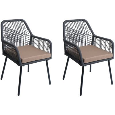 DÉCOSHOP26 Ote De 2 Sillas De Jardín Motivo Gráfico Aireado De Aluminio Antracita Cuerda Trenzada Y Cojines Topo Incluidos 04000969 DÉCOSHOP26 Ote De 2 Sillas De Jardín Motivo Gráfico Aireado De Aluminio Antracita Cuerda Trenzada Y Cojines Topo Incluidos 04000969