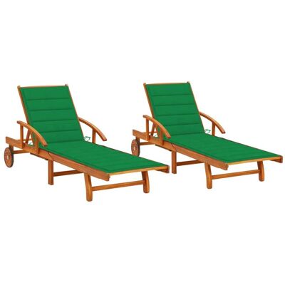 Conjunto de Tumbonas - Madera de Acacia - Reclinable - Muebles de Exterior Conjunto de Tumbonas - Madera de Acacia - Reclinable - Muebles de Exterior