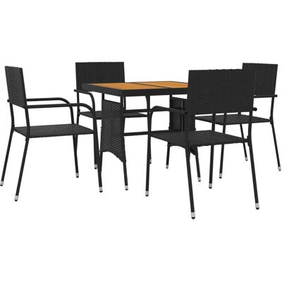 Conjunto de Comedor de Jardín Vida XL - Ratán Resistente a la Intemperie Conjunto de Comedor de Jardín Vida XL - Ratán Resistente a la Intemperie