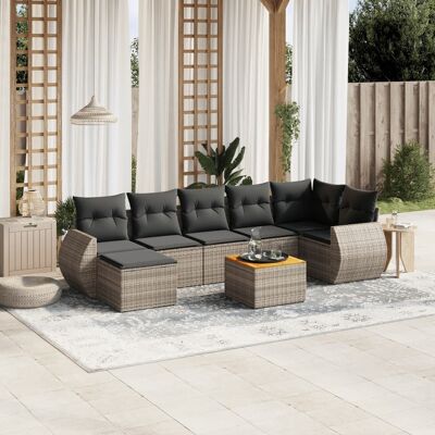 Vidaxl - Set De Sofás De Jardín 8 Pzas Y Cojines Ratán Sintético Gris Vidaxl - Set De Sofás De Jardín 8 Pzas Y Cojines Ratán Sintético Gris