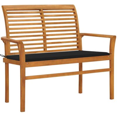 Helloshop26 - Banco De Jardín Muebles De Terraza Exterior Con Cojín Negro 112 Cm Madera Maciza De Teca 020011521 Helloshop26 - Banco De Jardín Muebles De Terraza Exterior Con Cojín Negro 112 Cm Madera Maciza De Teca 020011521