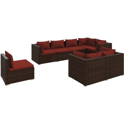 HELLOSHOP26 Conjunto De Muebles De Jardín Para Exterior 8 Piezas Con Cojines Ratán Sintético Marrón 020017726 HELLOSHOP26 Conjunto De Muebles De Jardín Para Exterior 8 Piezas Con Cojines Ratán Sintético Marrón 020017726