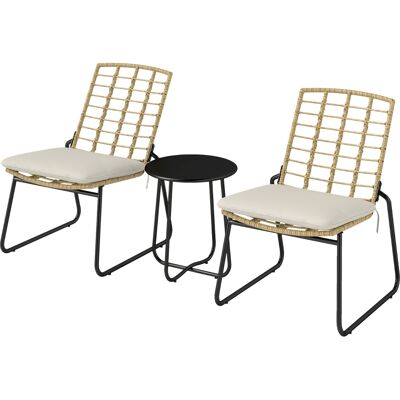 JHY DESIGN Conjunto De Muebles De Jardín De Ratán, Conjunto De Muebles De Balcón Para 2 Personas, Conjunto De Salón De Jardín De 3 Piezas Con 2 Sillas Apilables, Mesa, Cojines, Resistente A La Intemperie. JHY DESIGN Conjunto De Muebles De Jardín De Ratán, Conjunto De Muebles De Balcón Para 2 Personas, Conjunto De Salón De Jardín De 3 Piezas Con 2 Sillas Apilables, Mesa, Cojines, Resistente A La Intemperie.