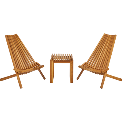 Conjunto de jardín Beliani - Madera de acacia rústica para exterior Conjunto de jardín Beliani - Madera de acacia rústica para exterior