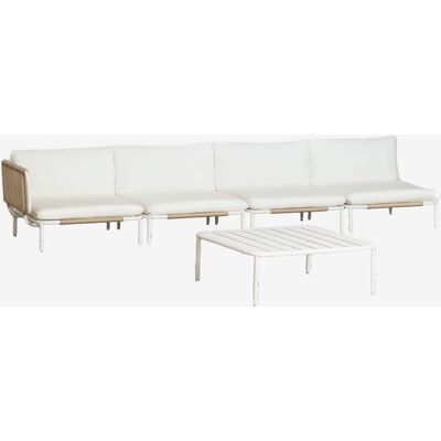 Conjunto De Jardín Con Sofá Modular Esquinero De 4 Piezas Y Mesa De Centro En Acero Roubly Sklum Conjunto De Jardín Con Sofá Modular Esquinero De 4 Piezas Y Mesa De Centro En Acero Roubly Sklum