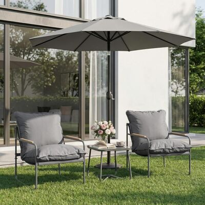 Woltu Conjunto De Jardín De 3 Piezas: 1 Mesa De Centro Y 2 Sillas Para 2 Personas, Gris Woltu Conjunto De Jardín De 3 Piezas: 1 Mesa De Centro Y 2 Sillas Para 2 Personas, Gris