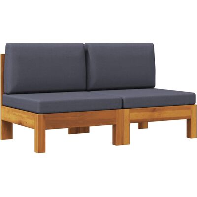 vidaXL Conjunto de Sofá de Jardín de 2 Piezas de Madera de Acacia - Gris vidaXL Conjunto de Sofá de Jardín de 2 Piezas de Madera de Acacia - Gris
