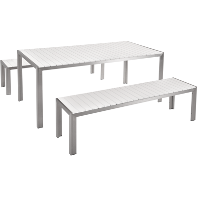 Conjunto de Comedor de Jardín Blanco - NARDO - 4-6 Personas Conjunto de Comedor de Jardín Blanco - NARDO - 4-6 Personas