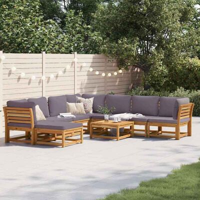 vidaXL Juego de Muebles de Jardín con Cojines - 4 Piezas, Madera de Acacia, Gris vidaXL Juego de Muebles de Jardín con Cojines - 4 Piezas, Madera de Acacia, Gris