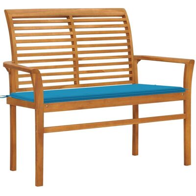 HELLOSHOP26 Banco De Jardín Muebles De Terraza Exterior Con Cojín Azul 112 X 55 X 94 Cm Madera Maciza De Teca 020011480 HELLOSHOP26 Banco De Jardín Muebles De Terraza Exterior Con Cojín Azul 112 X 55 X 94 Cm Madera Maciza De Teca 020011480