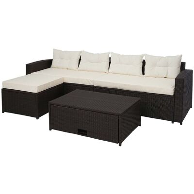 DÉCOSHOP26 Onjunto De Muebles De Jardín De Polirratán Marrón Conjunto De Salón Para Balcón O Terraza Sofá Con Almacenaje Y Cojines Color Beige Crema 04000282 DÉCOSHOP26 Onjunto De Muebles De Jardín De Polirratán Marrón Conjunto De Salón Para Balcón O Terraza Sofá Con Almacenaje Y Cojines Color Beige Crema 04000282
