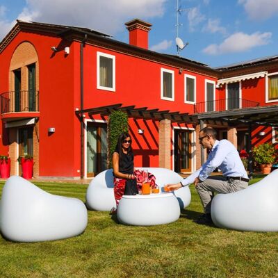 PLUST Sofá Exterior 2 Plazas Diseño Polietileno Jardín Terraza Gumball D1 Color: Blanco PLUST Sofá Exterior 2 Plazas Diseño Polietileno Jardín Terraza Gumball D1 Color: Blanco