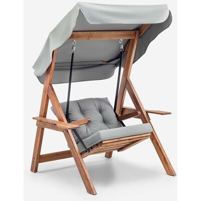 EMOB Columpio De Jardín De Madera Con Toldo Galata Swing - Gris EMOB Columpio De Jardín De Madera Con Toldo Galata Swing - Gris