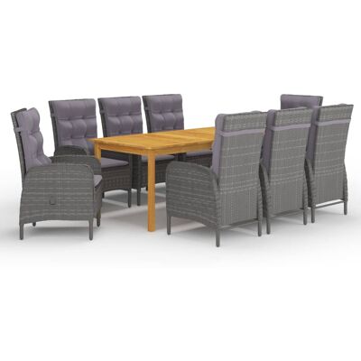 Conjunto de comedor de jardín vidaXL - 9 piezas gris Conjunto de comedor de jardín vidaXL - 9 piezas gris