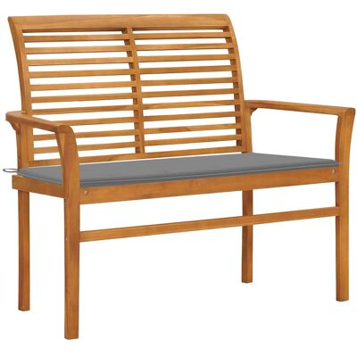 Vidaxl - Banco De Jardín Madera Maciza De Teca Con Cojín Gris 112 Cm Vidaxl - Banco De Jardín Madera Maciza De Teca Con Cojín Gris 112 Cm