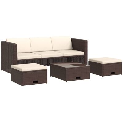 VIDA XL - Set de 4 Piezas de Ratán Marrón - Marrón - Ratán sintético - Conjunto de jardín VIDA XL - Set de 4 Piezas de Ratán Marrón - Marrón - Ratán sintético - Conjunto de jardín