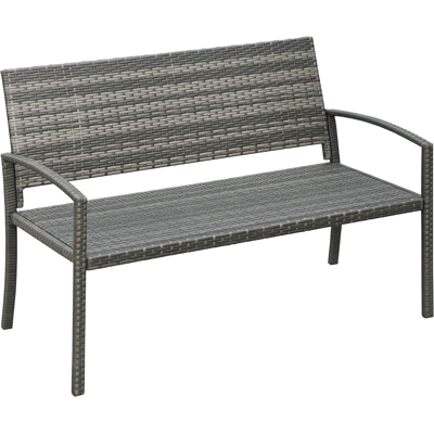 JHY DESIGN Banco De Jardín Con Aspecto De Ratán, Estructura De Acero, 2 Plazas, Gris, 122 X 60 X 85 Cm JHY DESIGN Banco De Jardín Con Aspecto De Ratán, Estructura De Acero, 2 Plazas, Gris, 122 X 60 X 85 Cm