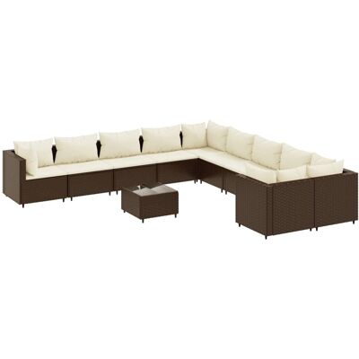 vidaXL - Conjunto de Sofás de Jardín 11 Piezas - Marrón - Garden Furniture vidaXL - Conjunto de Sofás de Jardín 11 Piezas - Marrón - Garden Furniture